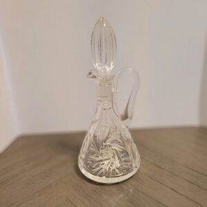 Cut Glass Cruet Whirling Star Crystal Vintage Antique